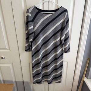 Ann Taylor Factory wool blend striped knit dress size LP